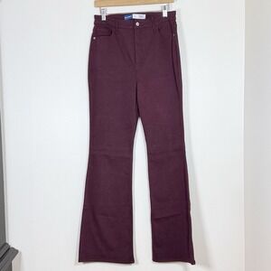 Old Navy Higher High Rise Flare Pants Size 8 Burgundy Secret Smooth Pockets Fall